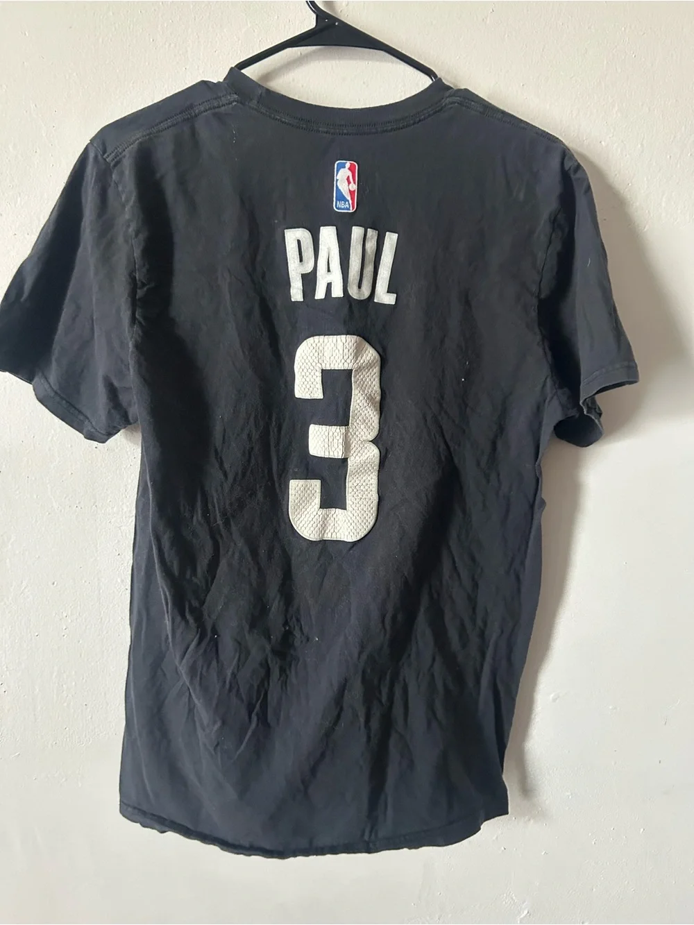adidas Men’s Black LA Clippers #3 Graphic Tee with Red & Blue Accents